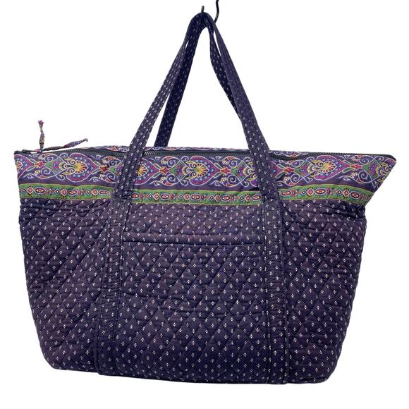 Vera Bradley Vintage Made in USA Large Purple Paddy Tote Bag - Picture 1 of 12